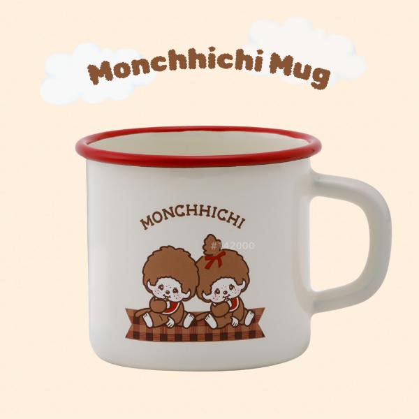 Monchhichi Cafe Mug/ (Red/Brown checkered)