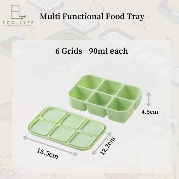 [Eco-Lyfe] Multi Functional Silicone Food Tray (6 Grids)
