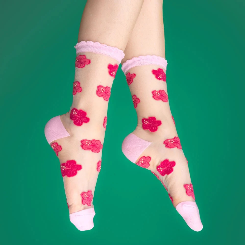 [Coucou Suzette] - Hibiscus Sheer Socks