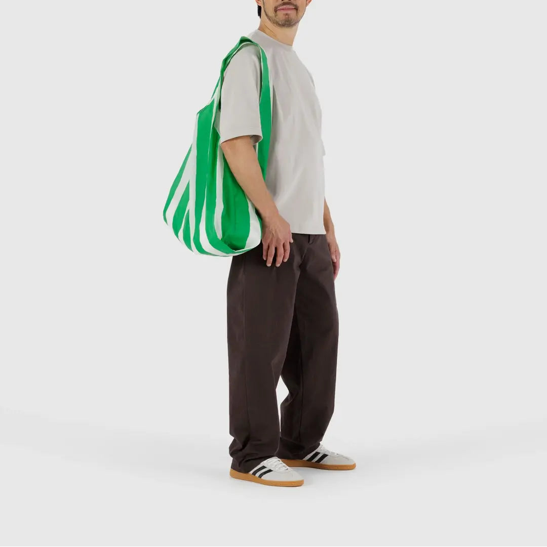 Big Baggu - Green Painted Stripe
