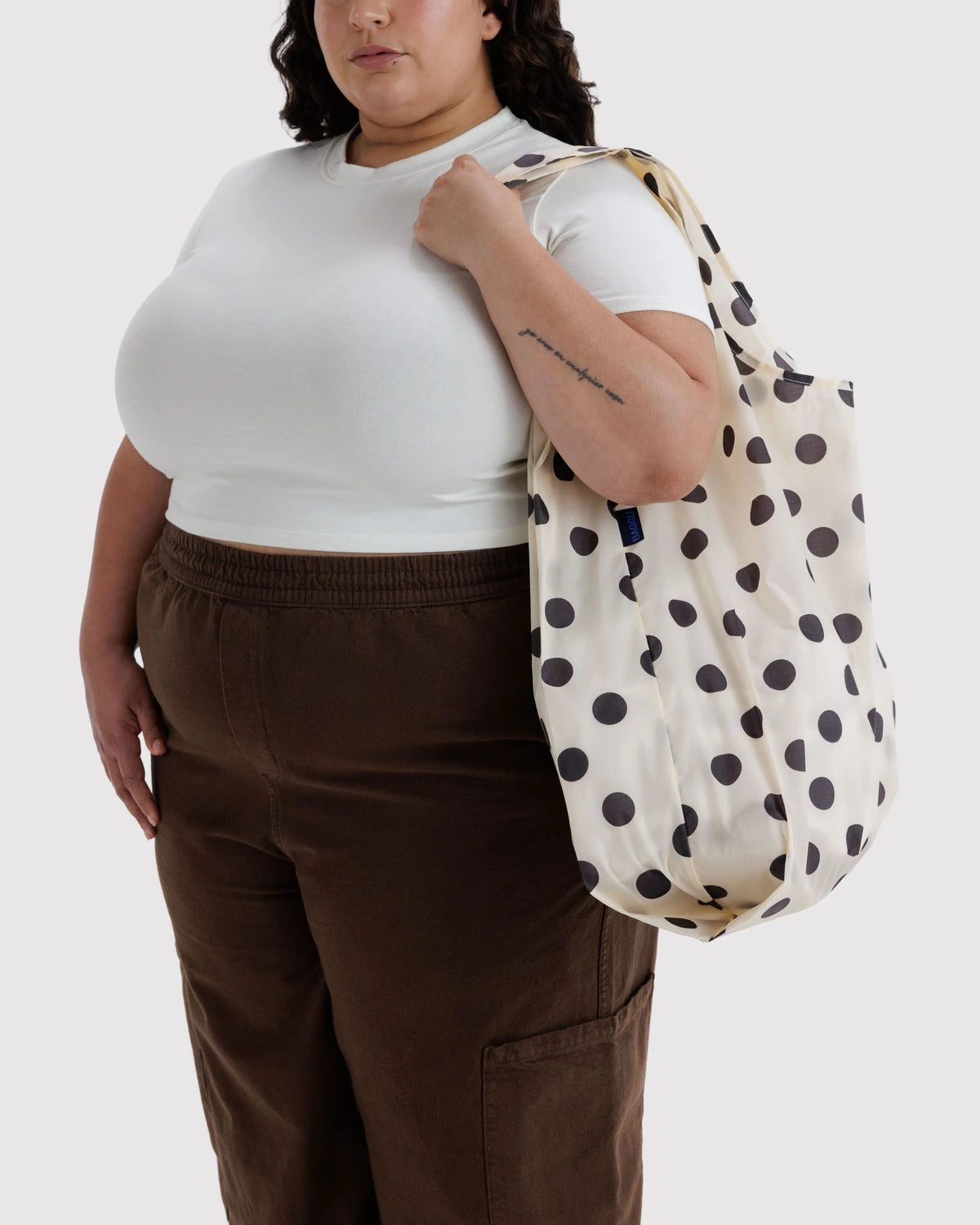 Big Baggu - Cream and Black Polka Dot