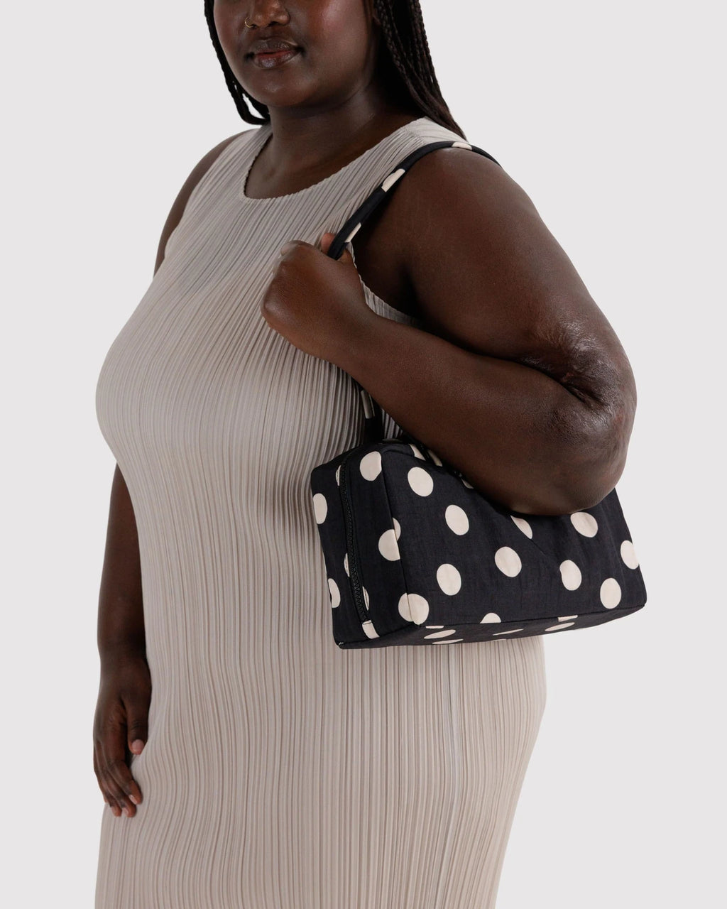 Baggu Nylon Bowler Bag - Black And Cream Polka Dot