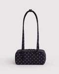 Baggu Small Nylon Bowler Bag - Black And Sky Blue Micro Dot