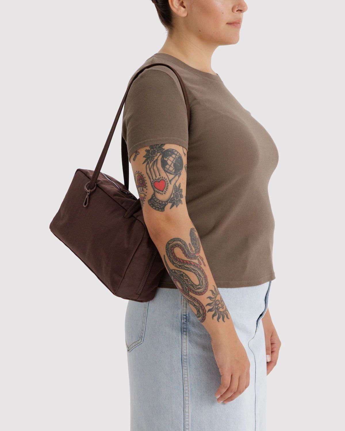Baggu Nylon Bowler Bag - Coffee