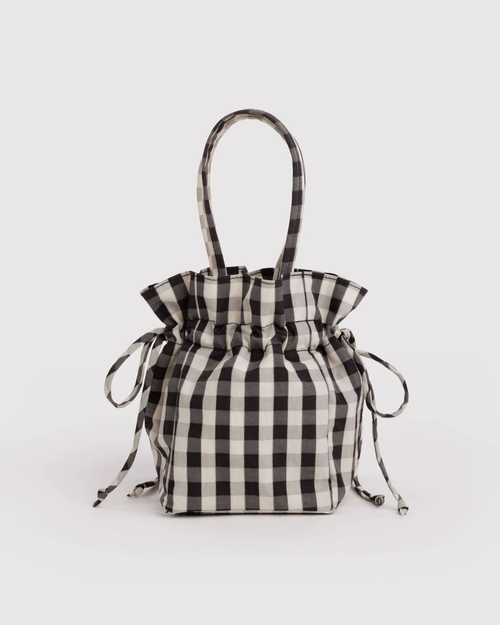 Baggu Nylon Drawstring Bag - Black And Cream Gingham