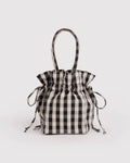 Baggu Nylon Drawstring Bag - Black And Cream Gingham