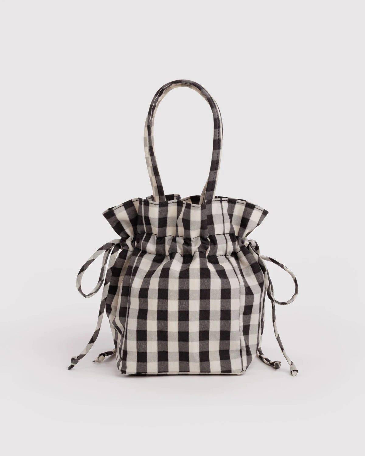 Baggu Nylon Drawstring Bag - Black And Cream Gingham