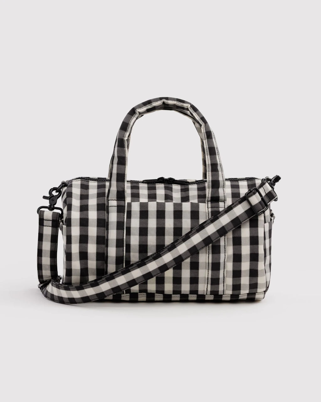 Baggu Nylon Duffle Bag - Black And Cream Gingham