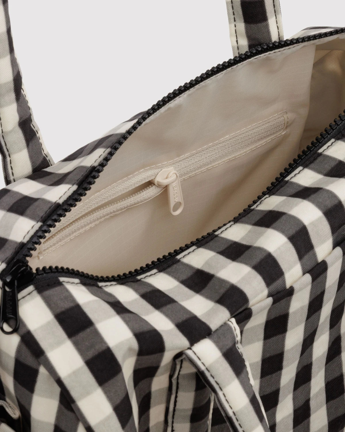 Baggu Nylon Duffle Bag - Black And Cream Gingham