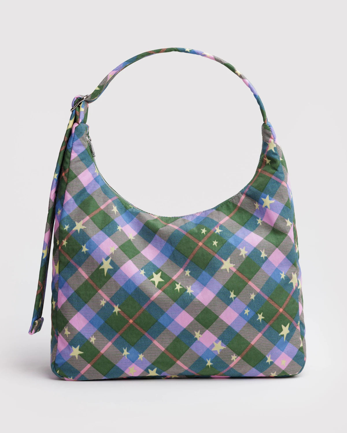 Baggu - Nylon Shoulder Bag Painted Green Star Plaid
