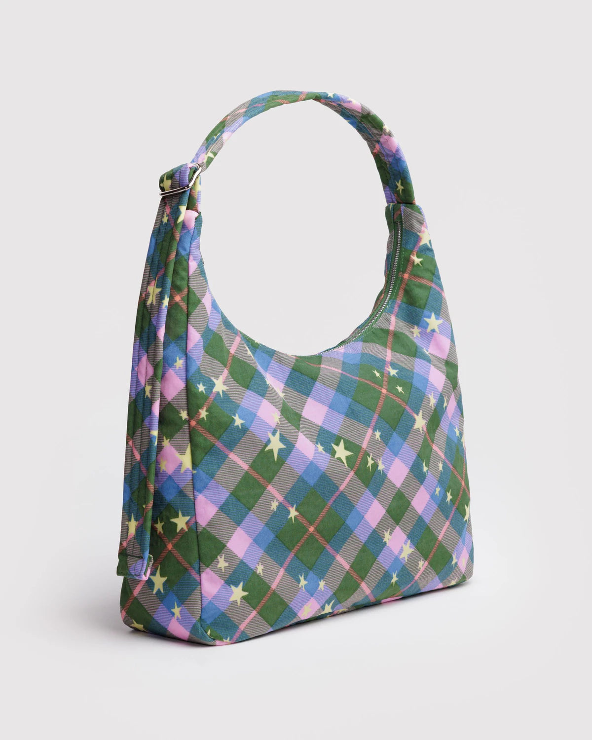 Baggu - Nylon Shoulder Bag Painted Green Star Plaid