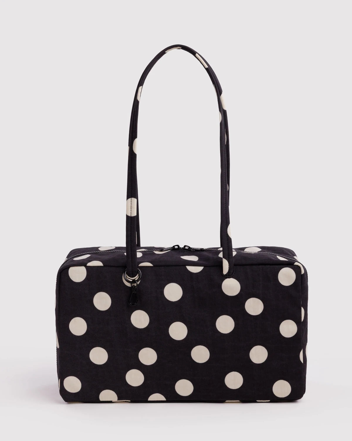Baggu Medium Nylon Bowler Bag - Black And Cream Polka Dot