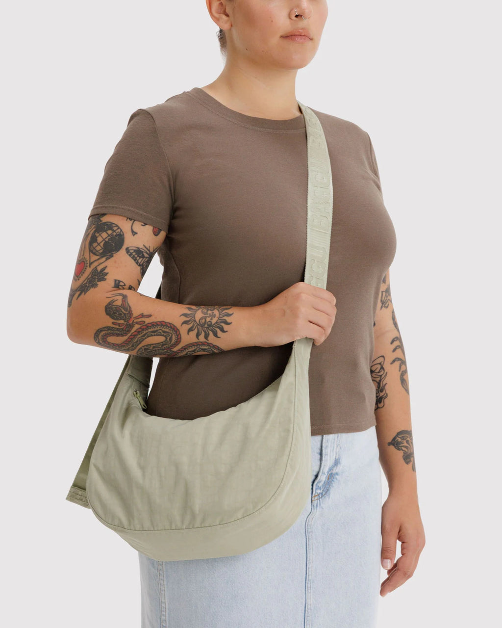 Baggu Medium Nylon Crescent Bag - Celadon