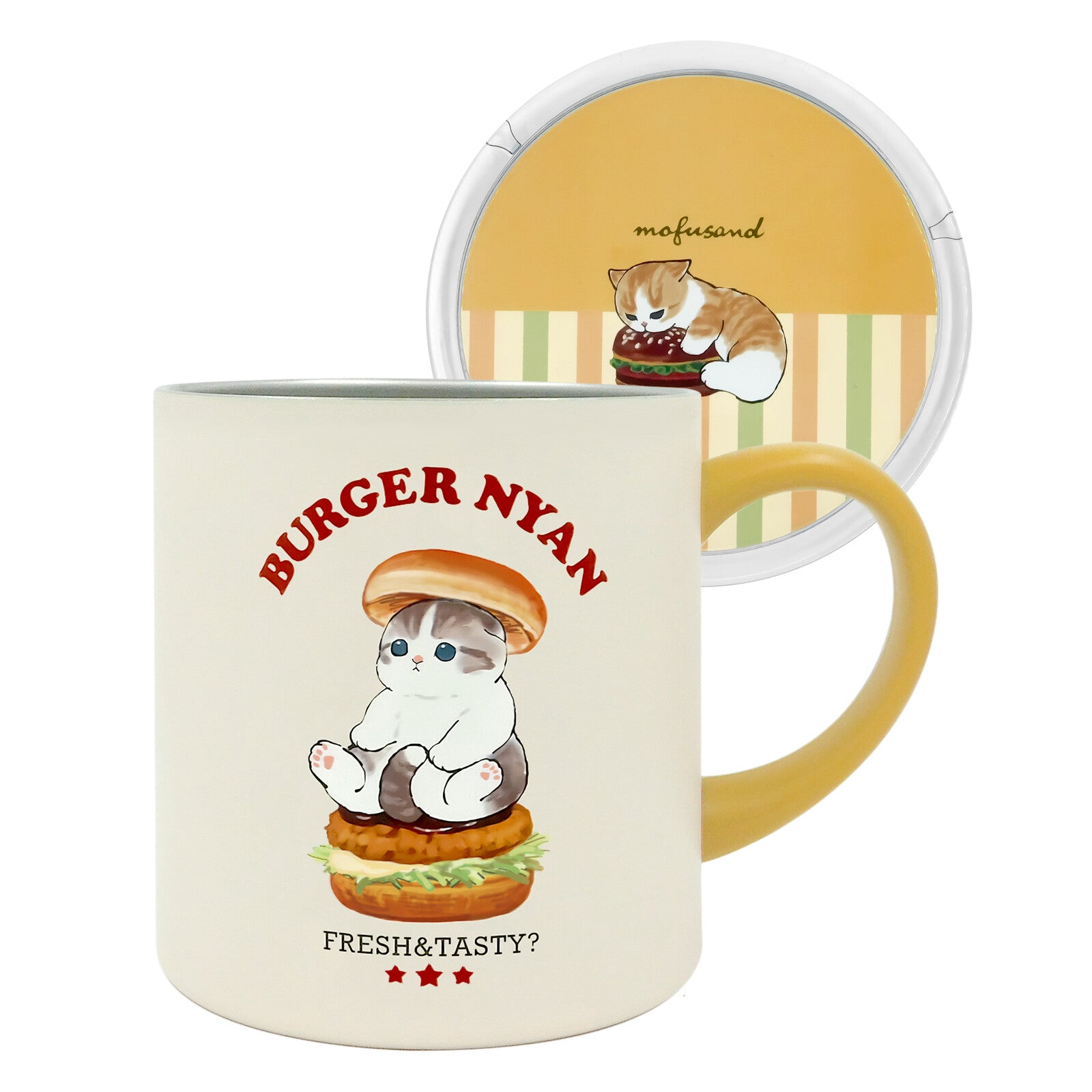 Mofusand Cafe Burger Mug 400ml (With Lid)