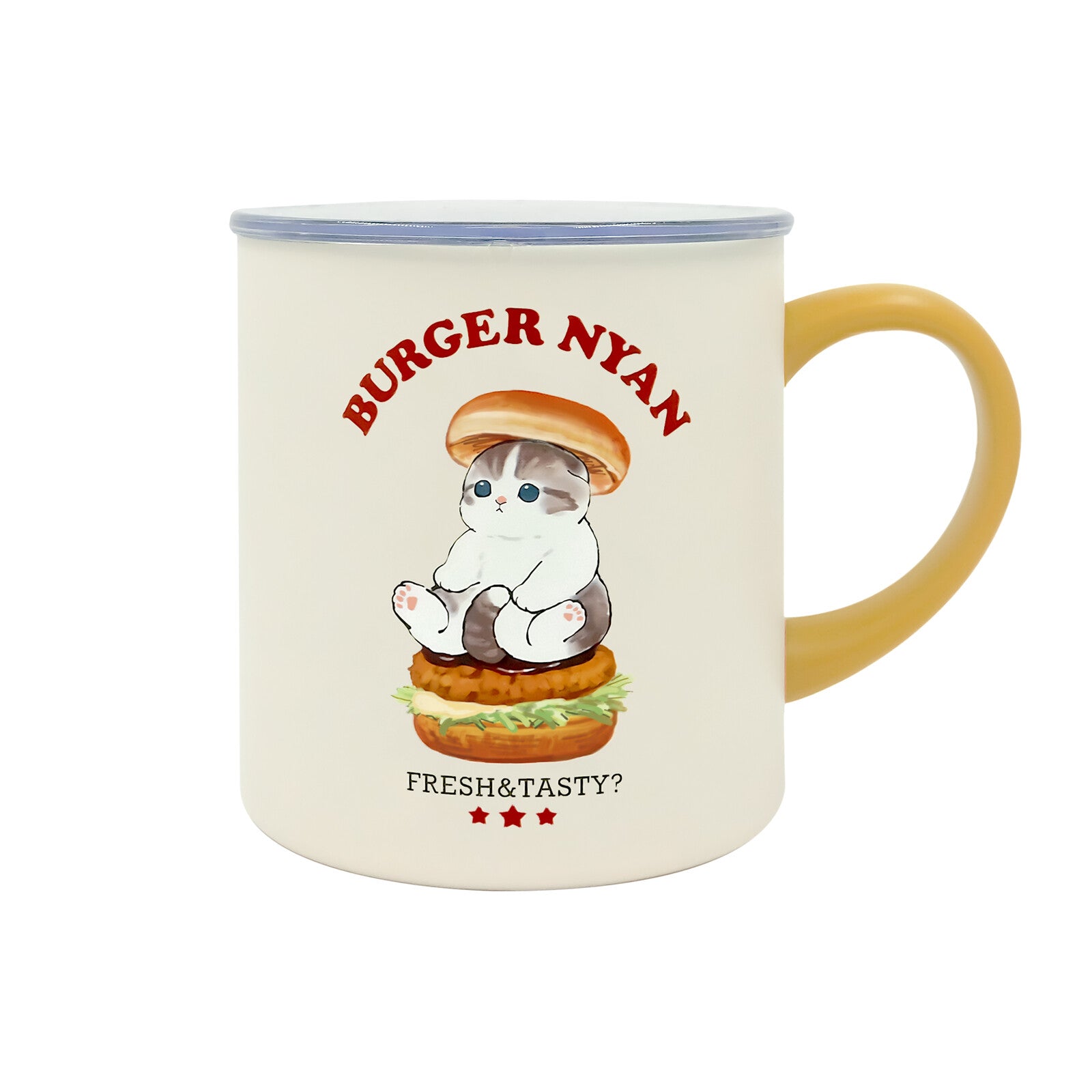 Mofusand Cafe Burger Mug 400ml (With Lid)