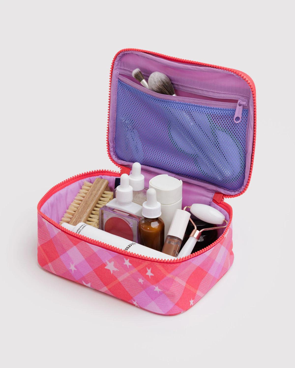 Baggu - Small Cosmetic Case (Pink Star Plaid)