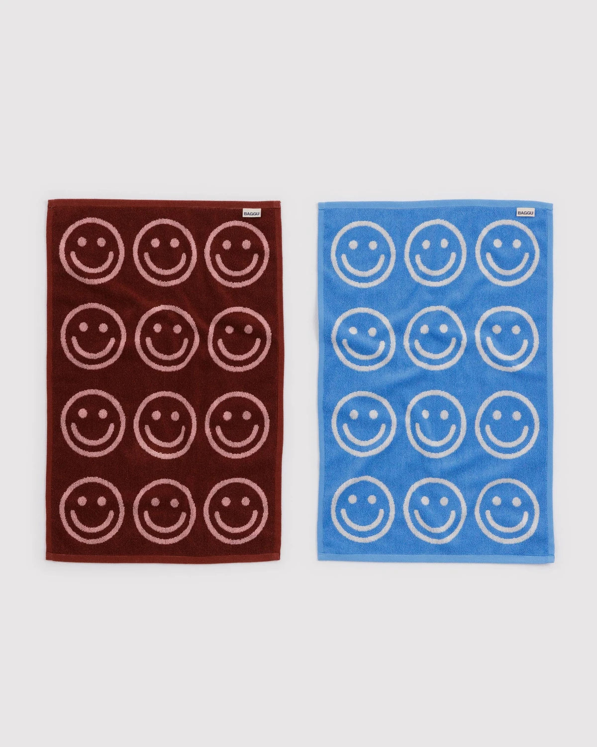 Baggu Hand Towel Set of 2 - Sky Blue and Blush Happy