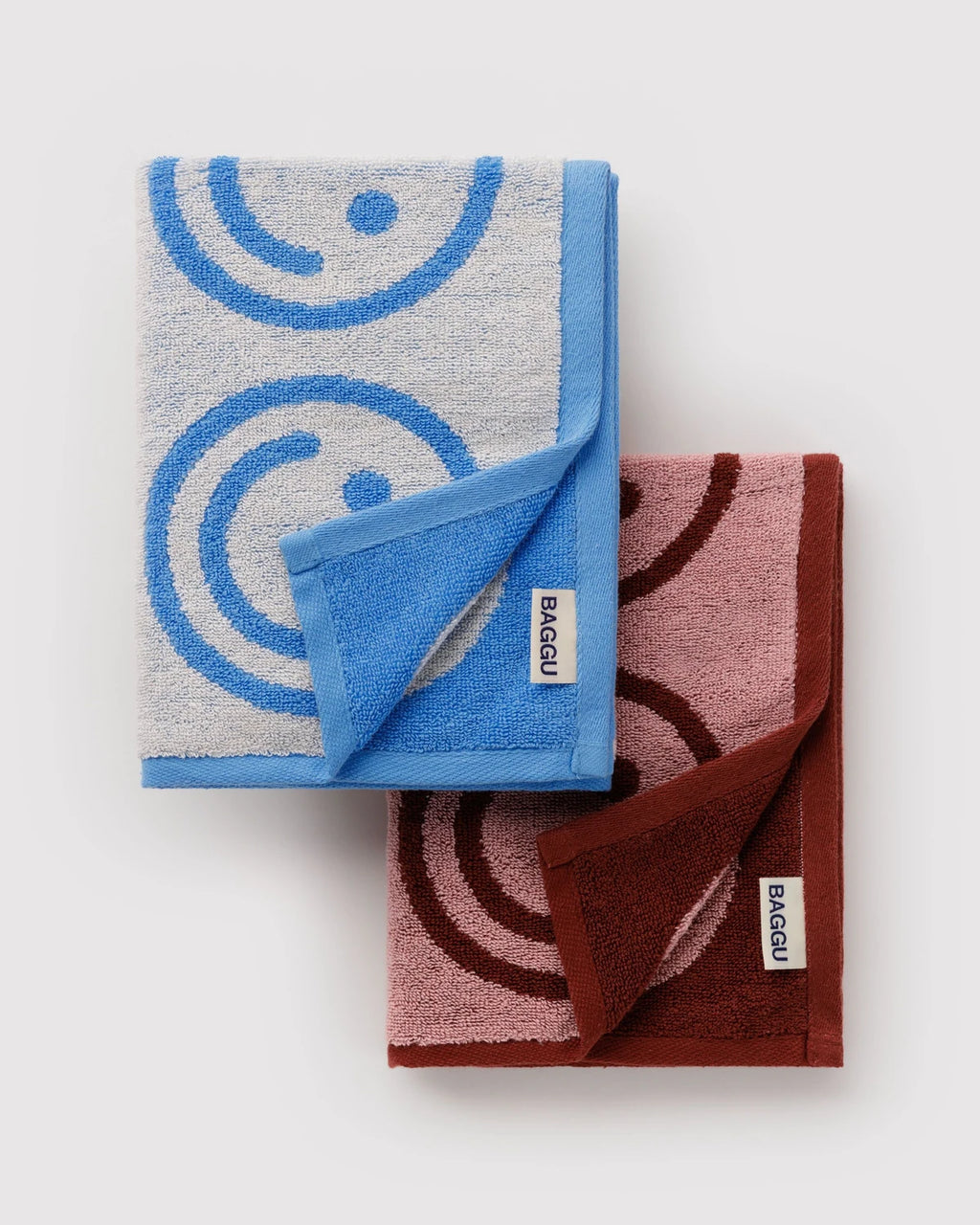 Baggu Hand Towel Set of 2 - Sky Blue and Blush Happy