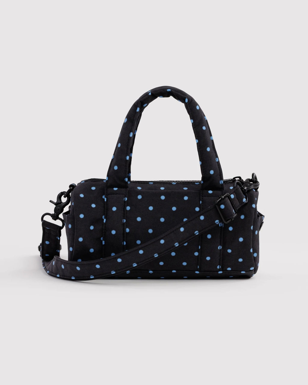 Baggu Small Nylon Duffle Bag - Black And Sky Blue Micro Dot