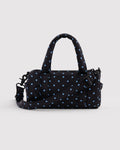 Baggu Small Nylon Duffle Bag - Black And Sky Blue Micro Dot