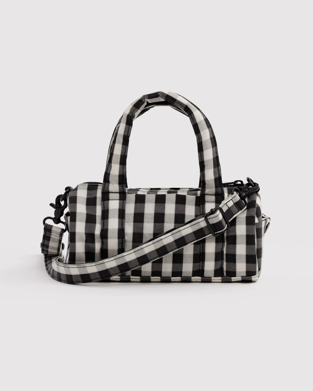 Baggu Small Nylon Duffle Bag - Black And Cream Gingham