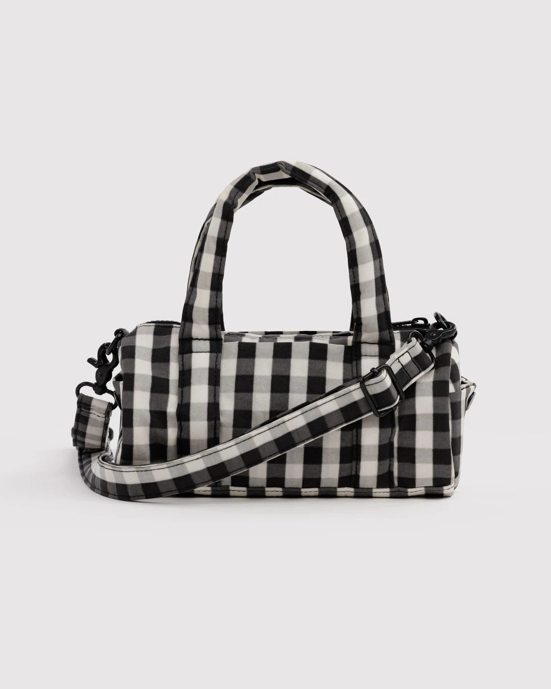Baggu Small Nylon Duffle Bag - Black And Cream Gingham