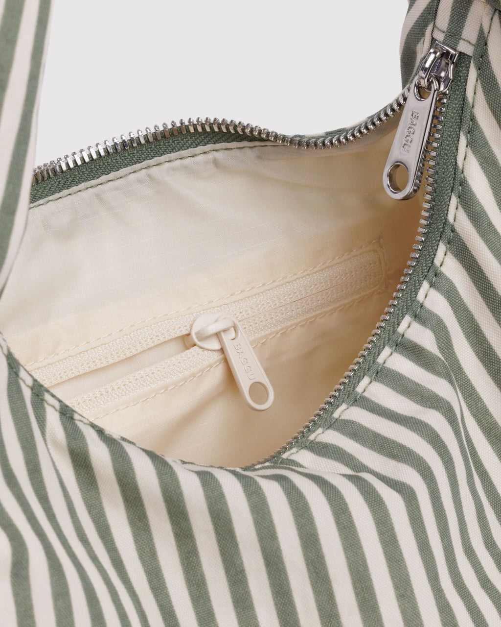 Baggu - Small Nylon Meringue Bag Sage Stripe