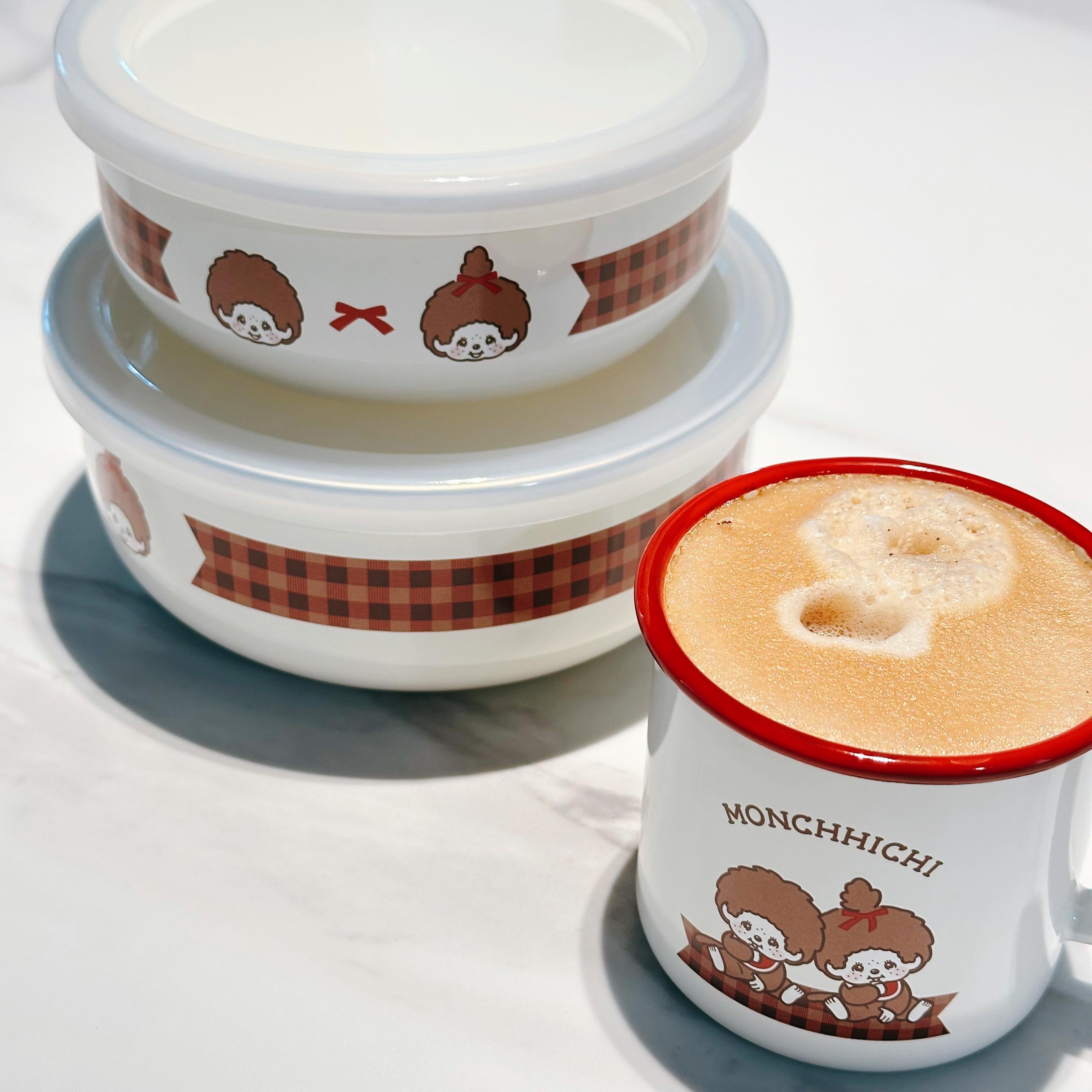 Monchhichi Cafe Mug/ (Red/Brown checkered)