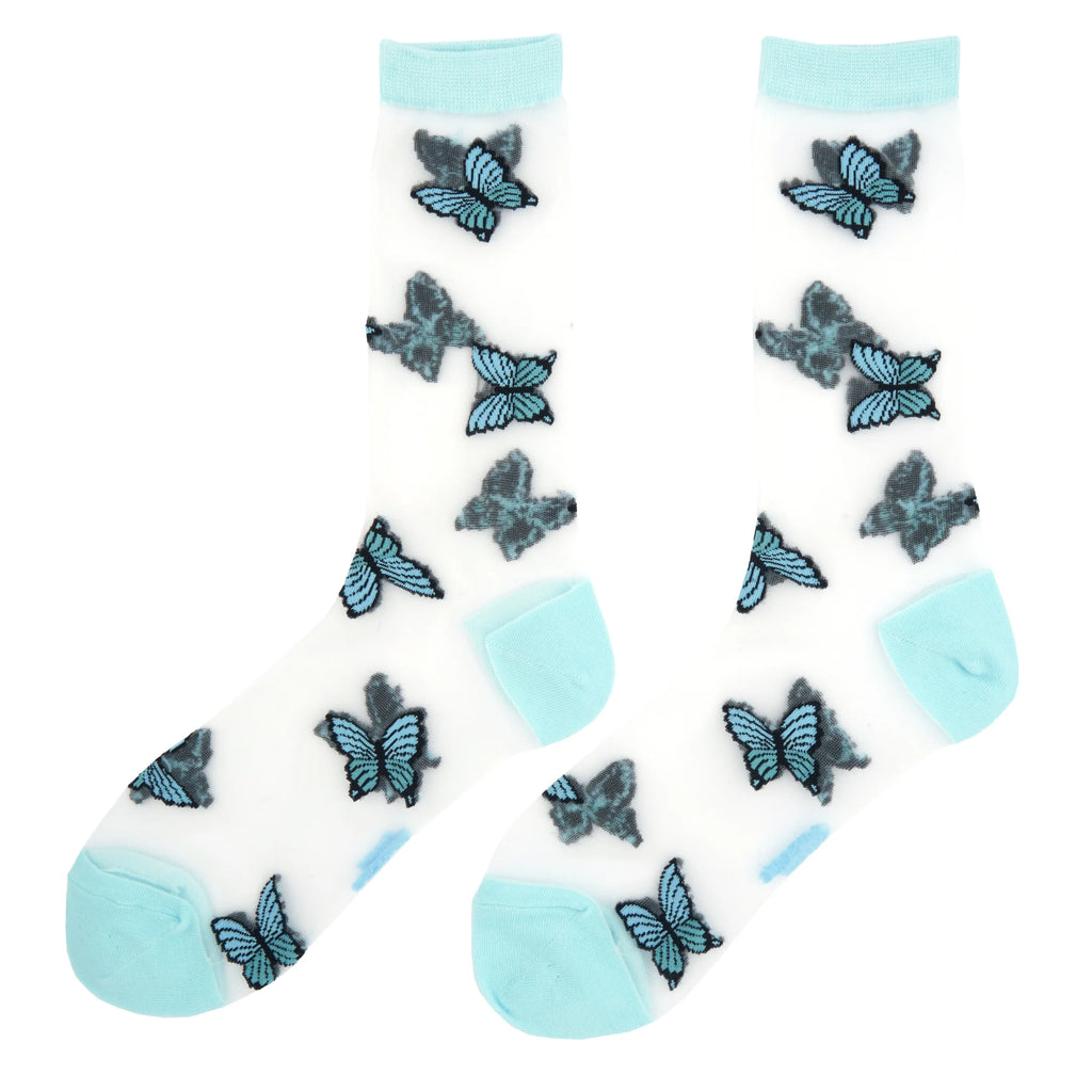 Coucou Suzette - Blue Butterfly Sheer Socks