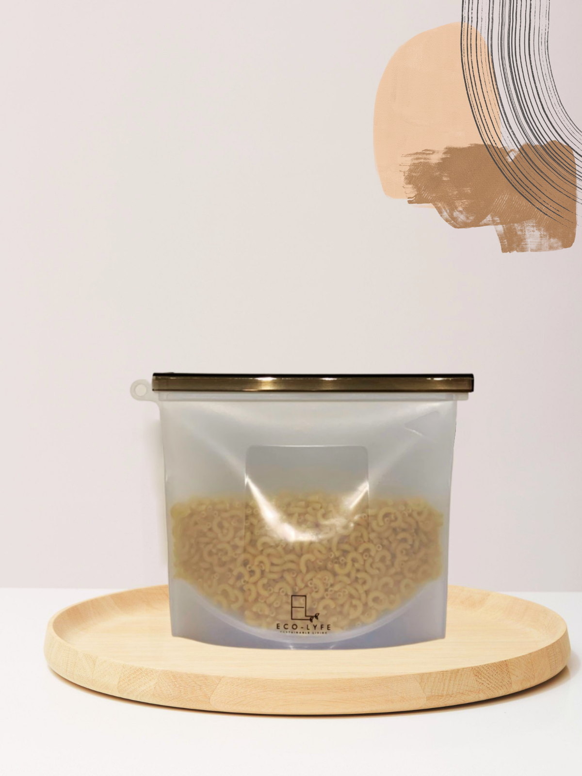 Eco-Lyfe re-sealable silicone pouch white with cereal