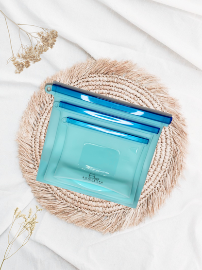 Eco-Lyfe Re-sealable Silicone Pouch bundle blue
