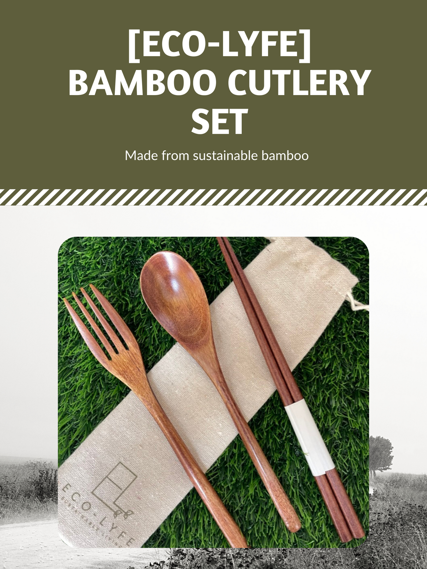 Eco Lyfe Bamboo Cutlery Set 